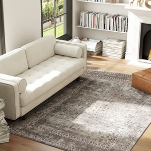 Tappeto Lavabile in Lavatrice 5x7, Antiscivolo, Tradizionale, Pieghevole, Marrone Scuro Misto, per Soggiorno - Product Image 3