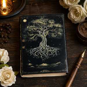 สมุดบันทึกปกแข็งลายหนังสือกริมัวร์ แบบเข้าเล่มเกลียว ลายดอกไม้สไตล์วินเทจ ทำมือ - Product Image 1