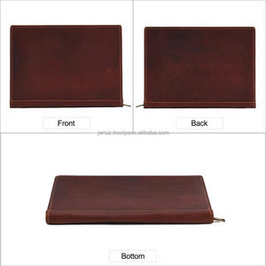 Cuir véritable A4 File Folder Button Bow Rivet Flower Office Business Portfolio 12.9 Document Card Holder - Product Image 2