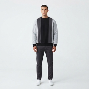 <b>Mens</b> Color Block Crewneck Sweatshirt Contrast Panel Pullover <b>Long</b> <b>Sleeve</b> Casual Streetwear Fashion <b>Top</b> - Product Image 1