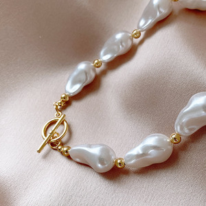 Collar de Perlas de Imitación Barrocas Extra Grandes, Gargantilla Exagerada con Hebilla OT, Collar de Clavícula, Famoso en Internet - Product Image 4