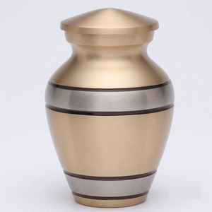 Wholesale Solid Brass <b>Keepsake</b> Cremation Urns Mini Silver Pewter Banded Metal Funeral Supplies Custom Small <b>Memorial</b> Token Urn - Product Image 1