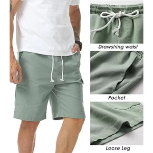 Pantalones cortos de hombre con logotipo personalizado de alta calidad 100% Top Casual patrón sólido liso teñido Método de tejido no tejido - Product Image 4