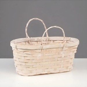 Panier de fille de fleur blanche prix le moins cher paniers en bambou en gros pour mariage des meilleurs fabricants du Vietnam - Product Image 1