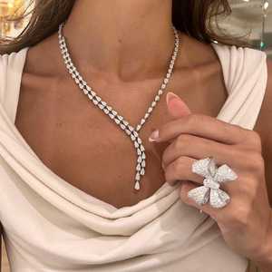Diamond Bow Tie Statement <b>Ring</b> 5 Carat 14k 18k <b>Gold</b> Pave Round Lab Grown Large Heavy Pinky <b>Cocktail</b> Bands Manufacturer Wholesale - Product Image 4