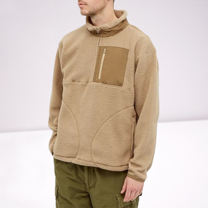 Nouvelle veste polaire berbère personnalisée pour homme, demi-zip, poche plaquée sur la poitrine, veste chaude à enfiler pour l'automne et l'hiver - Product Image 3