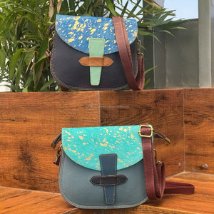 Bolso cruzado de mujer de cuero reciclado metálico ecológico a la moda, bolso de doble solapa, bolsos de hombro convertibles para mujer - Product Image 4