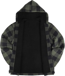 Wholesale ARTIZ INTERNATIONAL Letterman <b>Flannel</b> <b>Jacket</b> Durable Windproof Eco-Friendly Hooded Nylon/Cotton Front Logo <b>Men's</b> - Product Image 4