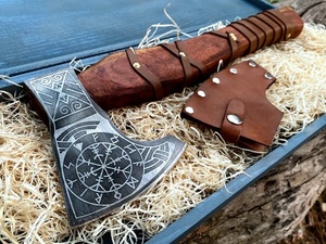 Custom Handmade Nordic Rune Pattern Flat Backed <b>Axe</b> <b>Wood</b> Handle High Carbon Steel Blade 3-Year Warranty Wall Decor Outdoor - Product Image 2