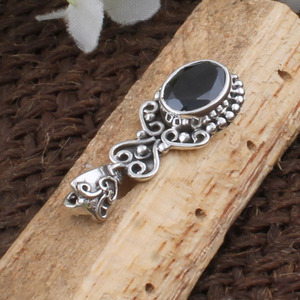 Vintage <b>Black</b> Onyx Pendant 925 Sterling Silver Dotted Beaded Border Necklace Charm Natural Gemstone Jewelry for <b>Men</b> Women - Product Image 1