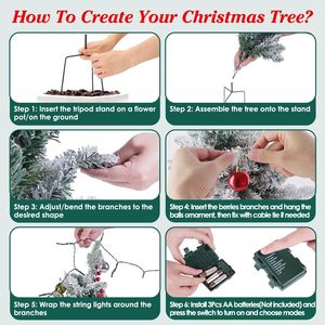 Lifelike 50 LED Warm Christmas <b>Tree</b> 8 Lighting Modes Auto Timer IP44 Waterproof Battery <b>Tabletop</b> Artificial Christmas Lights - Product Image 5