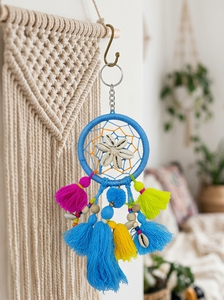 Colorful <b>Tassel</b> Dreamcatcher Keychain With Shell Beads And Fringe Decorative Accessory - Product Image 4