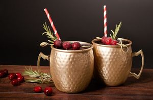 Copper Moscow mule mug set for elegant festive cocktail hosting hammered finish metal <b>cups</b> durable <b>reusable</b> party mugs - Product Image 5