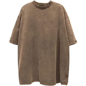 T-shirt décontracté pour homme en coton épais délavé, coupe ample, col rond, style streetwear, qualité supérieure douce - Product Image 5