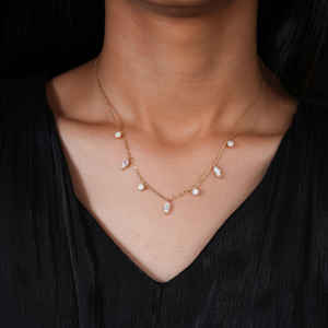 14KT Yellow Gold Marquise and Round Cut Lab Grown Diamond Pendant for Women Luxury 7 <b>Stone</b> Jewelry Gift for Anniversary 1.95g - Product Image 2