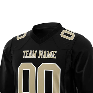 Camiseta de fútbol americano negra sólida de alta calidad para hombre, talla grande, para adultos, de secado rápido, totalmente personalizable. - Product Image 6