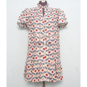 Robe courte en coton pur doux pour femme, imprimé floral fait main, style minimaliste, décontractée, pour soirée, robe de demoiselle d'honneur, robe longue formelle - Product Image 2