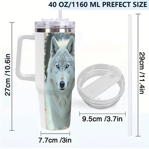 Stainless Steel Tumbler 40oz Insulated Travel Mug With Handle For Cold <b>Hot</b> Drinks - Product Image 4
