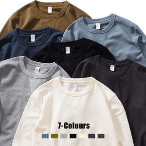 T-shirt thermique en coton à manches longues en tricot gaufré pour homme |   Tissu doux et respectueux de la peau |   Fabrication sur mesure OEM - Product Image 1