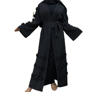 2023 Dubai Open Abaya for Women Satin Lined Eid Ramadan <b>Kaftan</b> with Embroidery Hijab Dress From World Islam Robe Caftan Style - Product Image 1