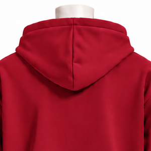<b>Red</b> Mens Zip Front <b>Hoodie</b> Chenille Letter Applique Heavyweight Fleece Oversized Casual Streetwear Sweatshirt with Front Pockets - Product Image 4