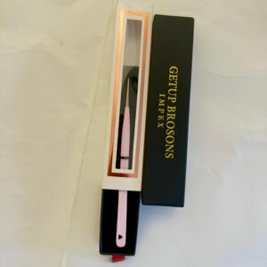 Pince à cils durable en acier inoxydable avec pointe lisse de 10 mm, poignée diamantée, pour volume russe 90°, longue 45°/courbe, boîte personnalisée de précision - Product Image 3
