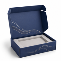 Boîte cadeau de luxe bleue personnalisée avec insert en velours, emballage rigide pliable pour vêtements, cosmétiques, cadeaux