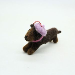 Handmade Felt Dachshund Christmas Ornament Needle Felted Dog Tree Hanging Decoration - Product Image 5