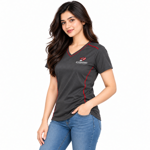 Conjuntos casuales de tela suave y favorecedora para mujeres, camisetas con cuello en V para mujeres que buscan comodidad, estilo y versatilidad, un look moderno. - Product Image 3
