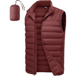 Men Lightweight Puffer Vest Stand Collar Zipper Closure Windproof Casual Outerwear Solid Gray Sleeveless <b>Quilted</b> <b>Waistcoat</b> - Product Image 4