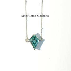 6 Carat Blue Kite Shape Moissanite Fashion Pendant With Chain 925 Sterling Silver making To The Jewellery Gift For Her / Him - Product Image 1