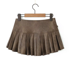 Vêtements de mode en gros : Jupes pour femmes, mini-shorts en cuir véritable, jupes en cuir grande taille pour femmes, vêtements de mode tendance pour l'extérieur - Product Image 2