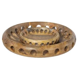 <b>Large</b> Decorative Wooden <b>Serving</b> <b>Bowl</b> with Carved Circle Pattern Ideal for <b>Serving</b> or Displaying wholesale price wood <b>bowls</b> - Product Image 1