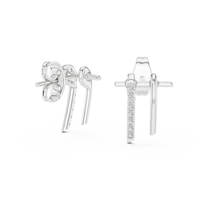 Juego de pendientes ECLIPS LINE SPARK con diamantes cultivados en laboratorio en oro blanco de 18 quilates, para compromiso, boda, fiesta, regalo de San Valentín, eventos glamurosos, uso diario. - Product Image 2