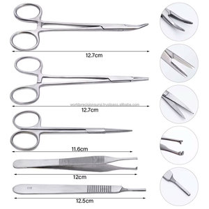 Stainless Steel Surgical Tissue Tweezer Set Iris Scissors Needle Holder Adson Forceps Hemostat Oral Surgery Instrument Kit - Product Image 4