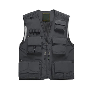 <b>Men's</b> <b>Black</b> Mesh Utility <b>Vest</b> Multi Pocket Zipper Closure Breathable Outdoor Waistcoat for Fishing Hunting Camping - Product Image 2
