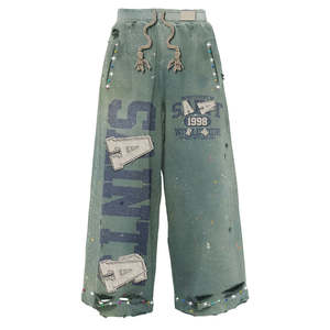 Ensemble de survêtement homme personnalisé 500 g/m² surdimensionné, effet vieilli, avec strass et délavage acide, comprenant un pantalon de jogging évasé et un sweat à capuche - Product Image 5