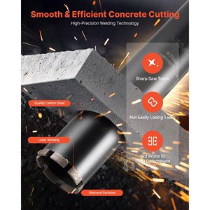 Punta da trapano a carotaggio ad alta precisione da 3 pollici di diametro, 14 pollici di profondità di foratura, per muratura e cemento, con filettatura interna da 1-1/4 pollici-7, diametro a umido - Product Image 5