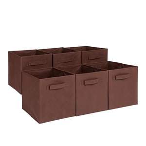 Paniers de rangement en tissu non tissé marron 6 pièces de haute qualité Solution de stockage durable et pratique - Product Image 6