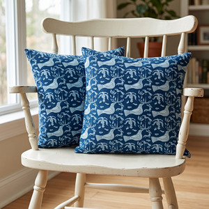 Latest Arrival Wholesale TheFabira Rajasthan Indigo <b>Blue</b> Eco-Friendly Handmade 100% Cotton Abstract Print Square <b>Cushion</b> <b>Covers</b> - Product Image 1