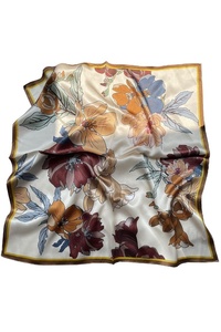 Elégant Foulard en Soie de Luxe pour Dames Long Léger Imprimé Carré Hijab Foulard Vintage Feuille à Pois Vente en Gros Foulards - Product Image 1