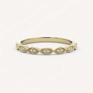 Bague demi-éternité empilable classique avec diamant de laboratoire rond serti clos, minimaliste, de luxe, pour mariage, bande de 1,5 mm, or massif 14 carats, vente en gros - Product Image 1