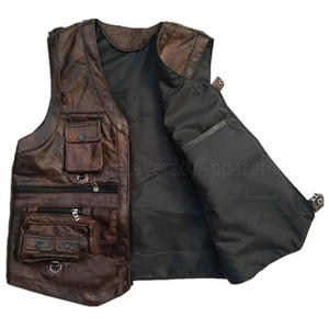 Winter Warm Men's Leather <b>Vest</b> Zipper Closure High Quality Quick Dry OEM Service Custom Outerwear Low MOQ 20 Pieces - Product Image 4