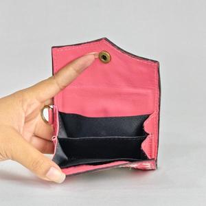 Cartera de cuero genuino rosa con cierre a presión y forro de tela, tarjetero de moda para mujer, estilo corto multifuncional - Product Image 4