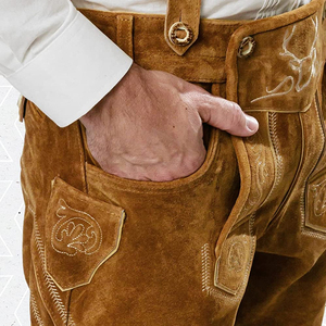 Pantalones Cortos Lederhosen Bordados para Hombre, Hechos a Mano, con Botones de Lana, Estilo Bávaro Informal, Cintura Alta, Transpirables, Estilo Trachten - Product Image 5