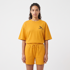 Ensemble décontracté été 2026 pour femme : T-shirt et short 100 % coton, tenue unie - Product Image 1