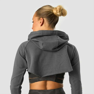Sweat-shirt à capuche court confortable pour femme en molleton doux, idéal pour l'hiver, respirant et confortable, avec broderie ou impression sur le devant - Product Image 6
