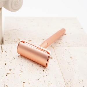 Safety <b>Razor</b> Eco Friendly Brass Handle Zinc Alloy Rose Gold Color Classic Double Edge Lady Shaving Safety <b>Razor</b> For Custom Logo - Product Image 4