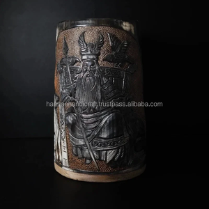 Tazas de cuerno inspiradas en los vikingos, vasos tradicionales rústicos para bebidas, para coleccionistas, estanterías, hogares, bares, fiestas, eventos, decoración. - Product Image 4