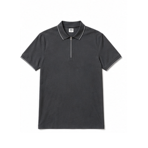 Haut de sport équestre pour homme, gris foncé, à manches longues, zippé, en jersey respirant, imprimé, style décontracté chic - Product Image 5
